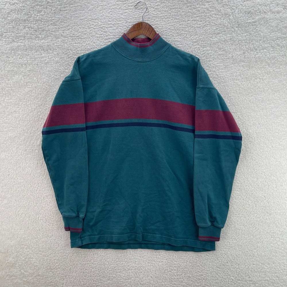 Vintage LL Bean Shirt Mens L Tall Heavy Cotton Mock Neck Rugby 90s Made in USA